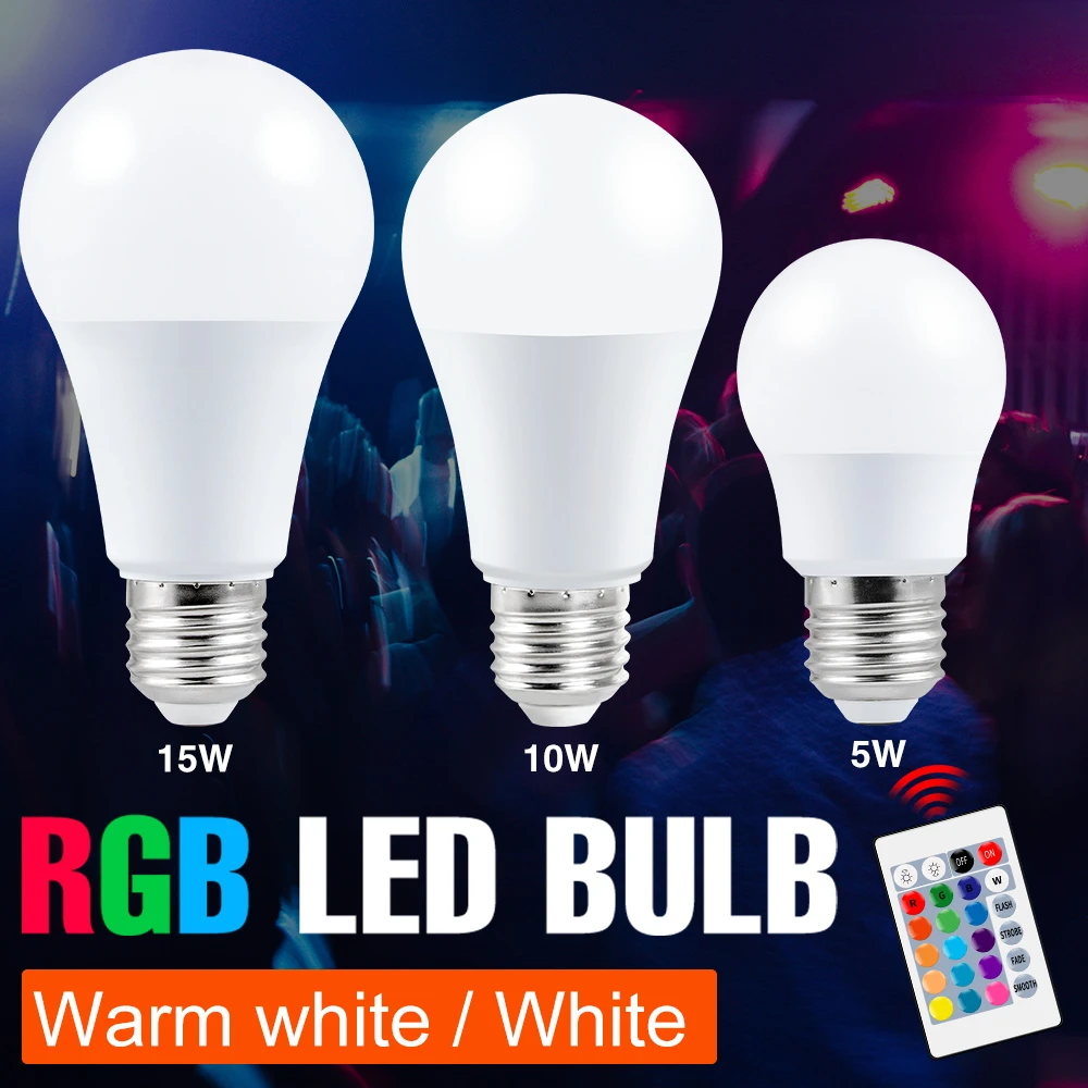 RGBWW Color Changing Lamp LED Spotlight E27 RGB Smart Control Dimmable Bulb 5W 10W 15W Spot Light LED RGBW Party Lampada SMD5050