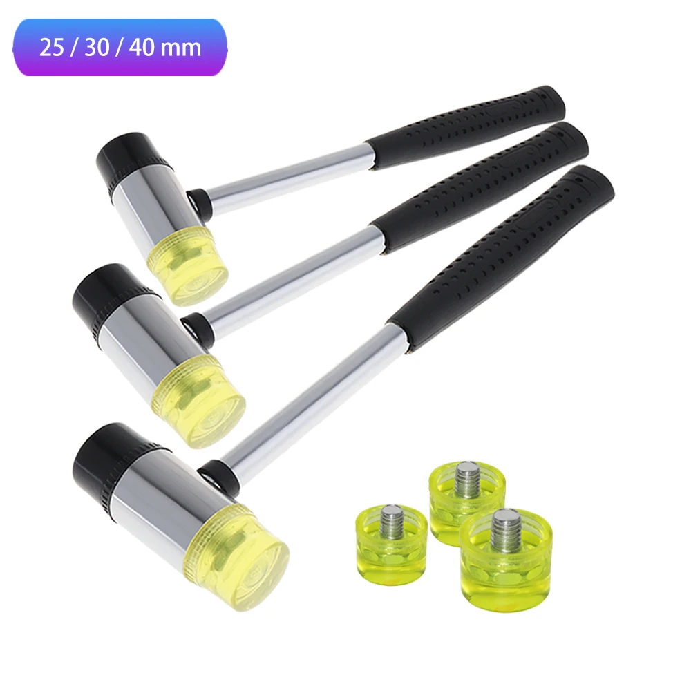 25mm 30mm 40mm Rubber Hammer Double Faced Work Glazing Window Nylon Hammer with Round Head and Non-slip Handle DIY Hand Tool