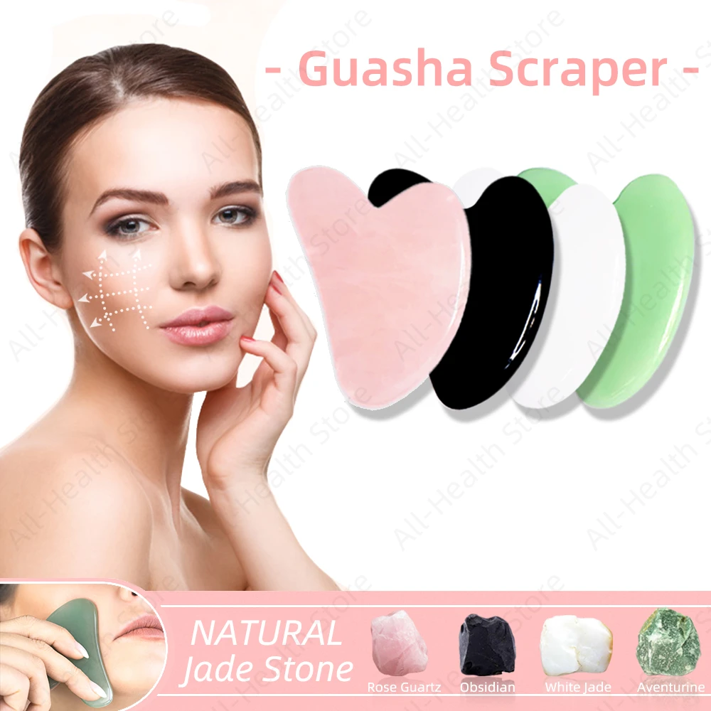Natural Jade Gua Sha Gouache Scraper For Face Massager Guasha Stone Gua Sha Massage Tool For Back Scratcher Facial Massager