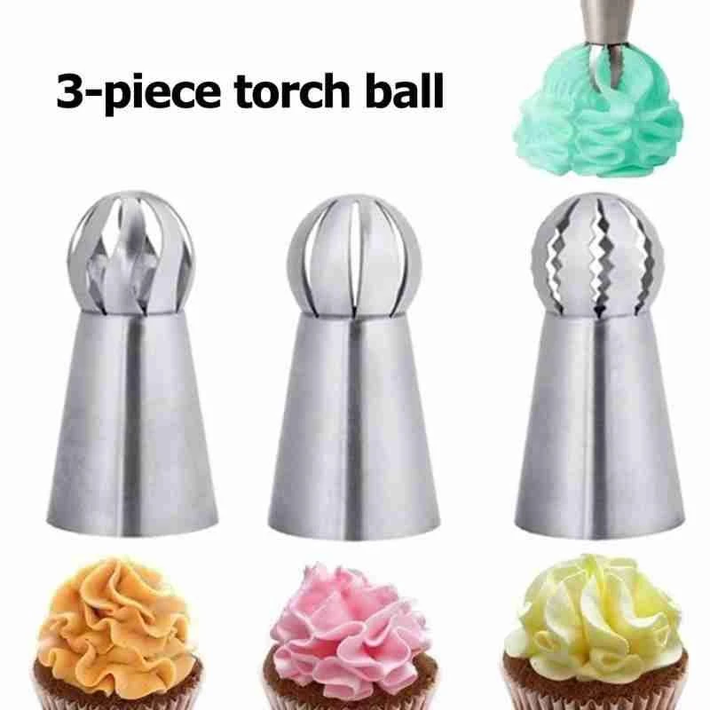 3pcs Pastry Bag Nozzle Diy Silicone Cake Decorating Tip Set Mouth Kitchen Cream Cake Cookie Baking Decor Kitchen Baking Tools