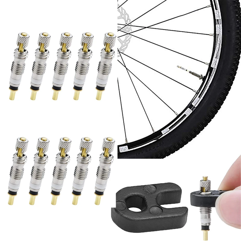 Bike Valve Core Universal French Presta Bicycle Tyre Bike Replacement Tubeless Core with Valve Core Remover