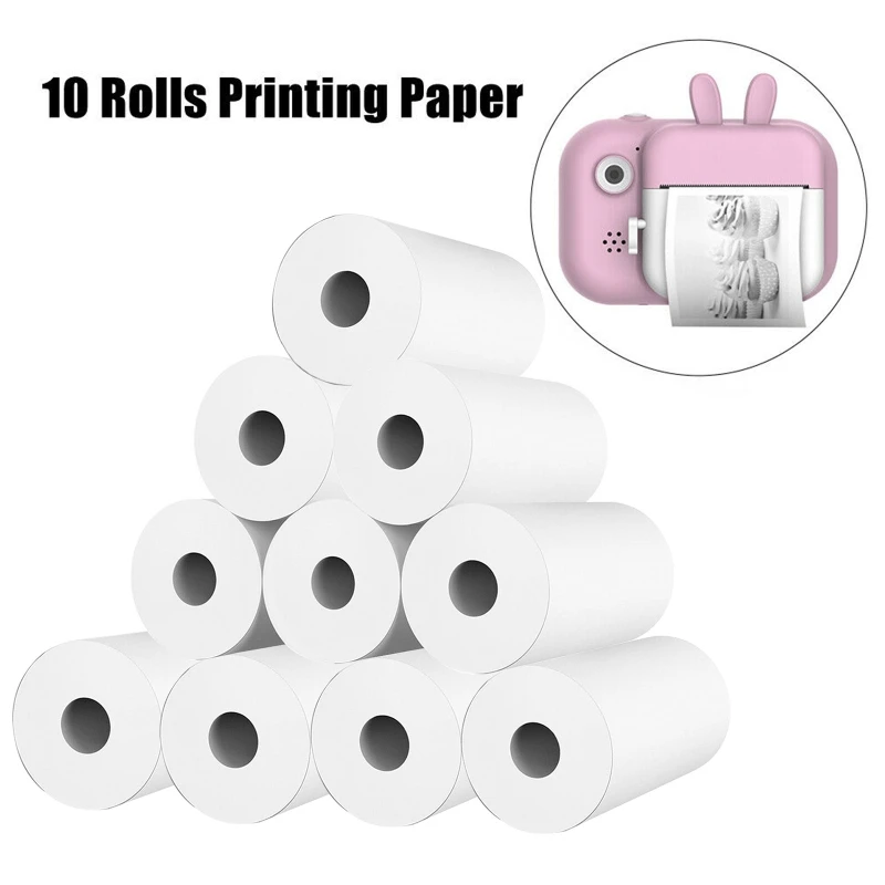 10 Rolls White Children Camera Wood Pulp Thermal Paper Instant Print Kids Camera Printing Paper Replacement Accessories Parts