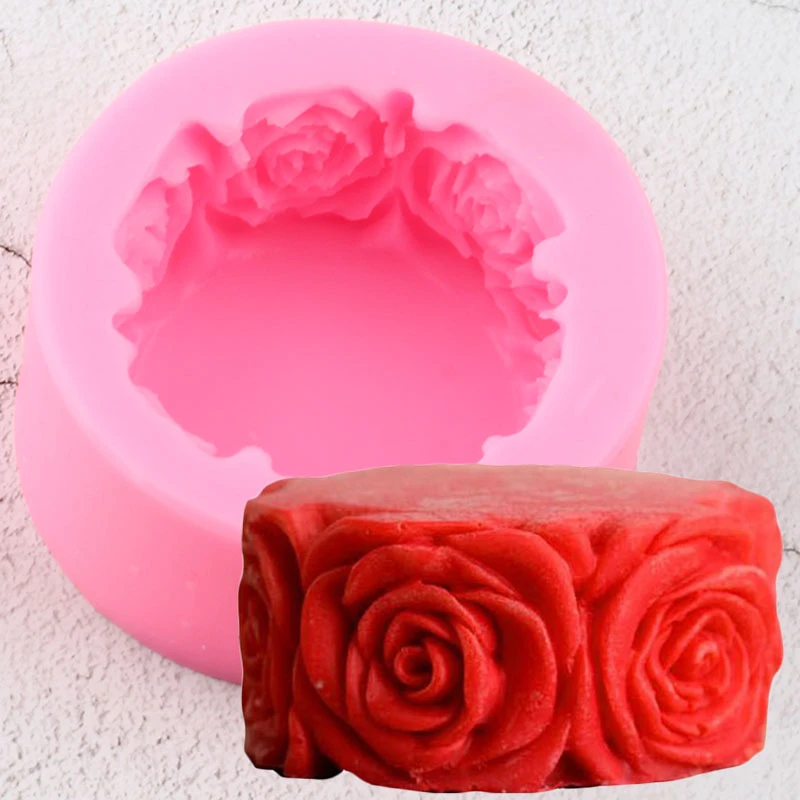 3D Round Rose Flowers Silicone Soap Mold Resin Clay Candle Molds Fondant Cake Decorating Tools Candy Chocolate Gumpaste Moulds