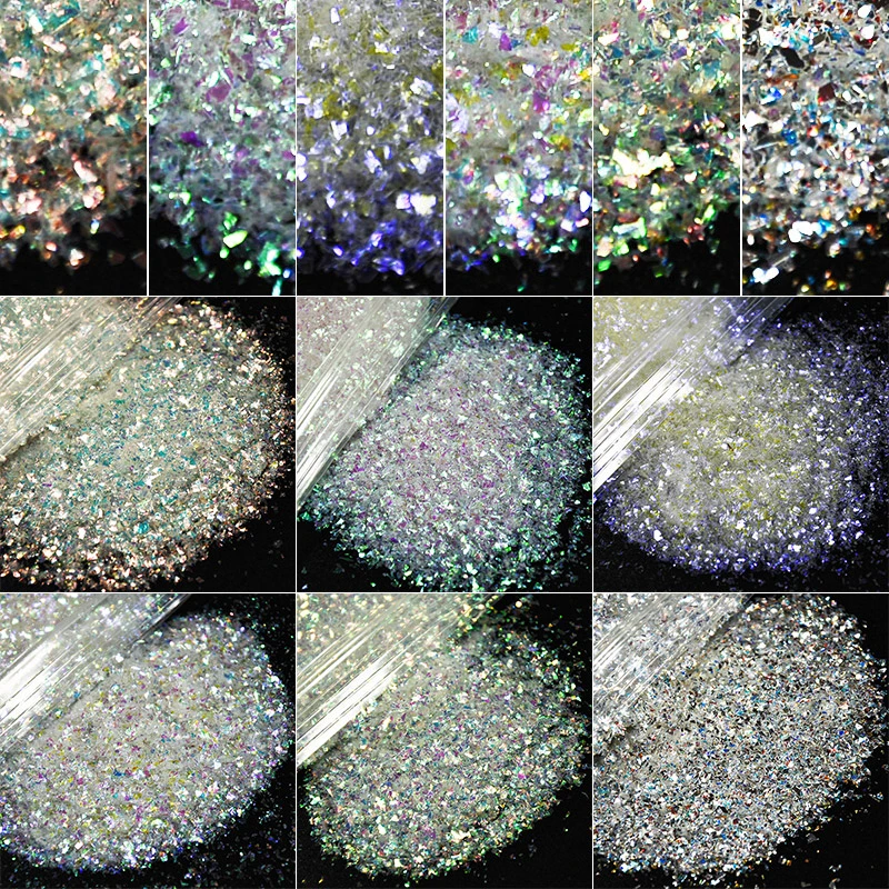 50g Nail Art Glitter Ice Iridescent Flakes Fine Craft Glitter Decoration Artist  Nail Sequins Flakes Pigment Flake - DPC-W34546