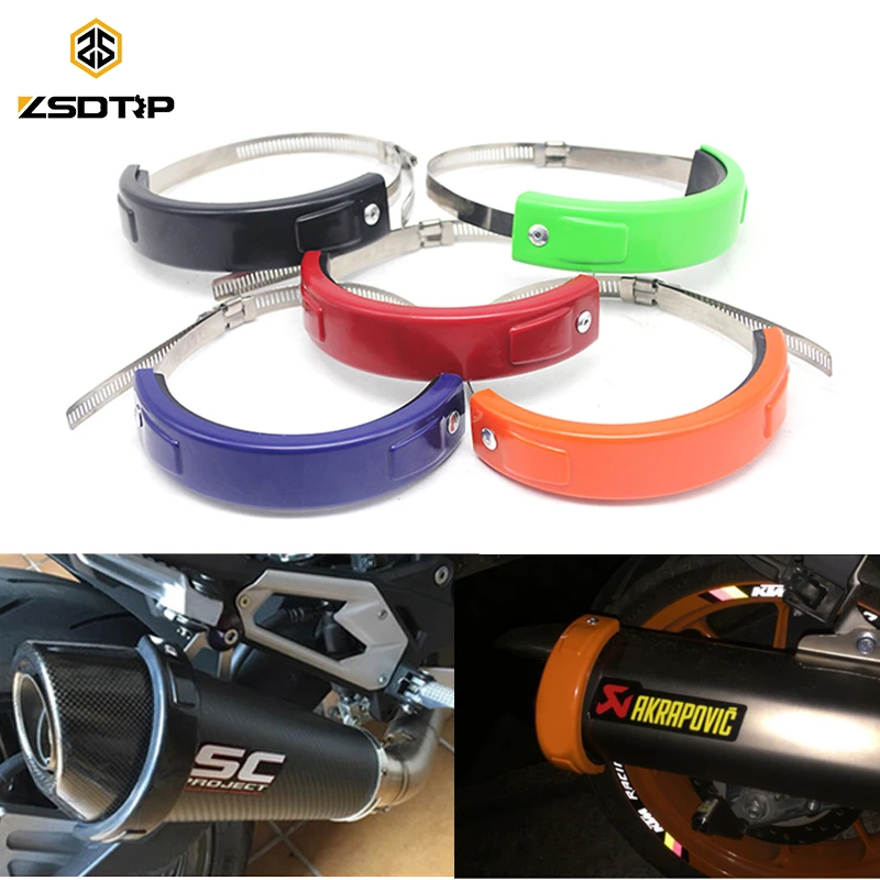 ZSDTRP Universal Motorcycle Exhaust Protector 100mm-140mm Oval Can Cover Round Exhaust Guard Cover