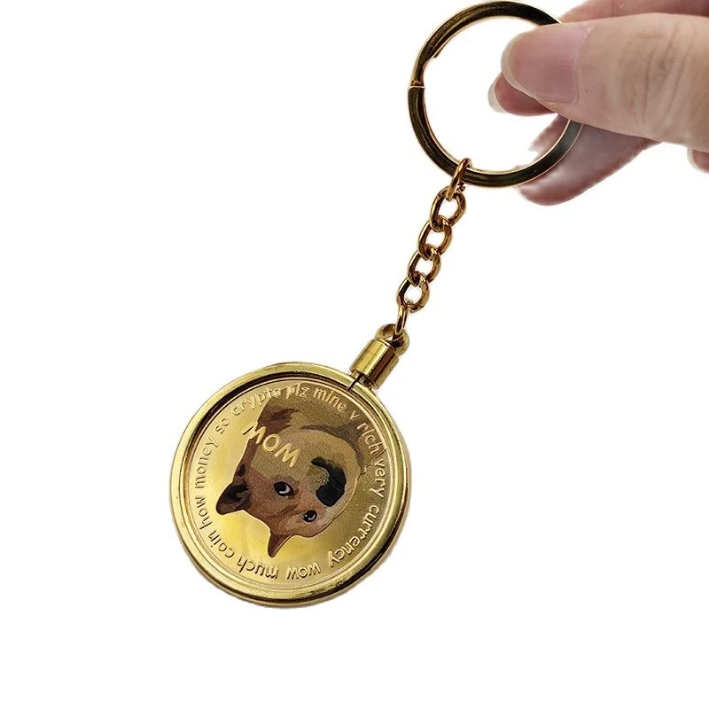 40mm Doge Commemorative Coin Collection Dogecoin Metal Keychain Convenient Backpack Pendant Keychain Decoration Gifts