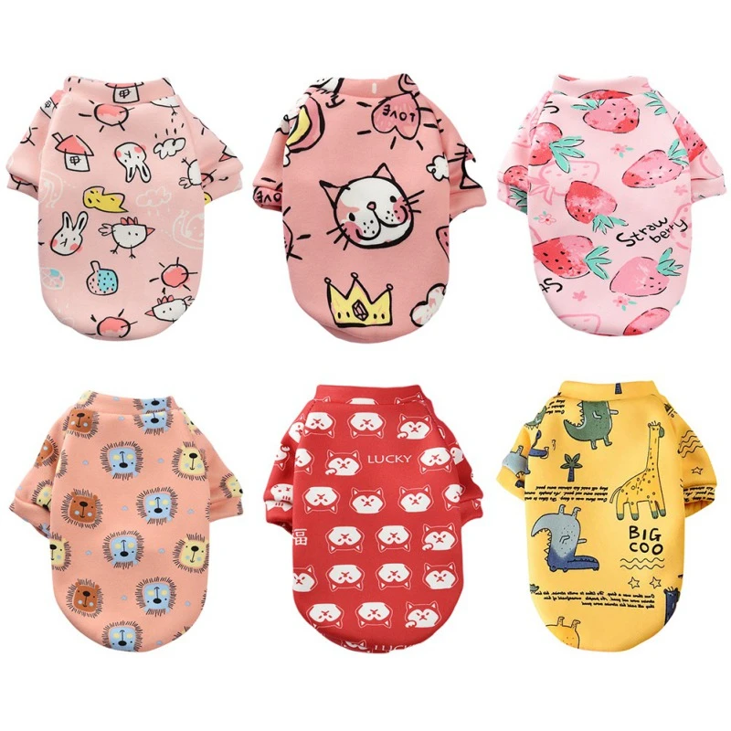 Winter Print Pet Dog Costume Clothes Warm Dog Coat For Chihuahua Shih Tzu Pug Sweatshirt Puppy Cat Pullover Hoodie Pets Clothing