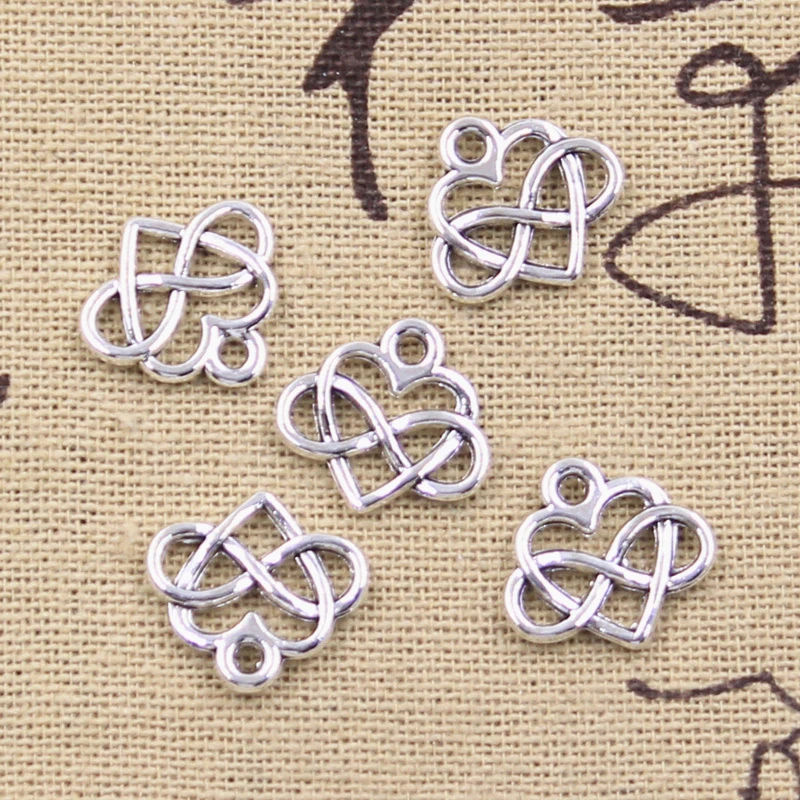 30pcs Charms Heart Infinity Love Forever 14x15mm Antique Silver Color Pendants Making DIY Handmade Tibetan Finding Jewelry
