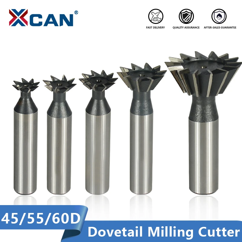 XCAN Dovetail Milling Cutter 45 55 60 Degrees CNC Router Bit Straight Shank HSS End Mill