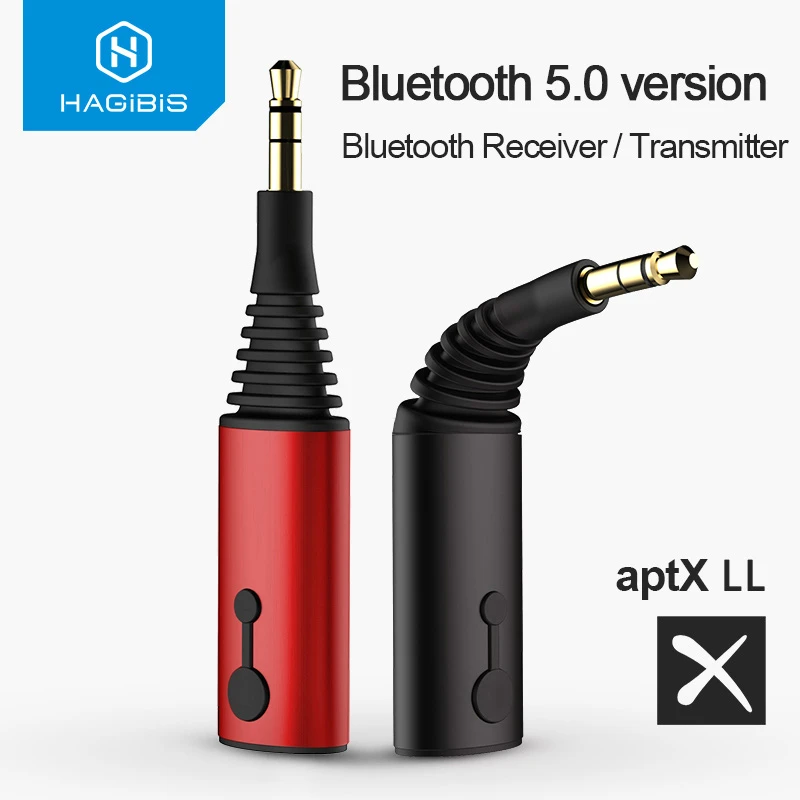 Hagibis Bluetooth Receiver Transmitter 3.5mm aptX LL 2in1 Bluetooth 5.0 Music Adapter For Headphone Speaker Wireless Audio TV