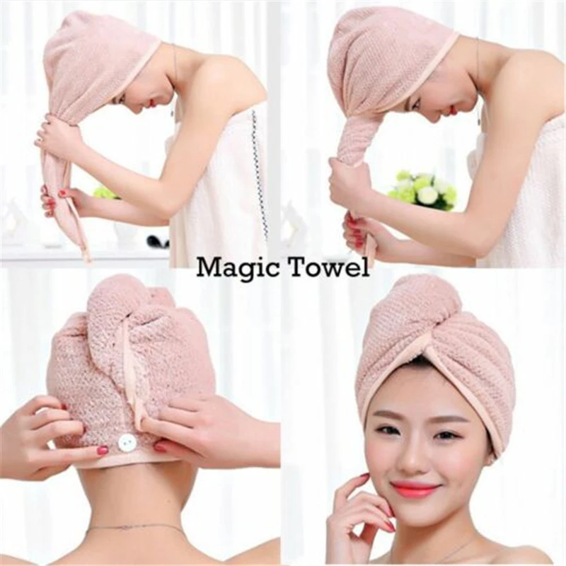 Women Hair Quick Drying Microfiber Bath Spa Towel Turban Knot Twist Loop Wrap Hat Cap For Bath Bathroom Accessories