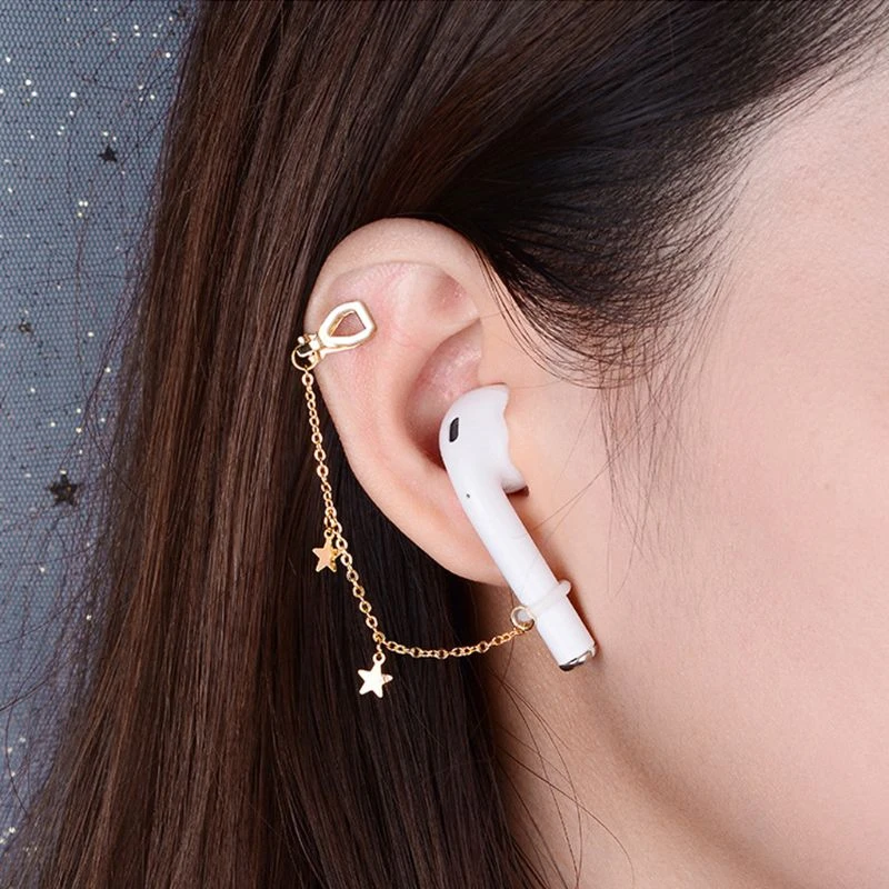Stainless Steel Anti-Lost Earphone Holder Clip Earrings Compatible with Airpods 1 & 2 & pro 3 Wireless Earrings Jewerly
