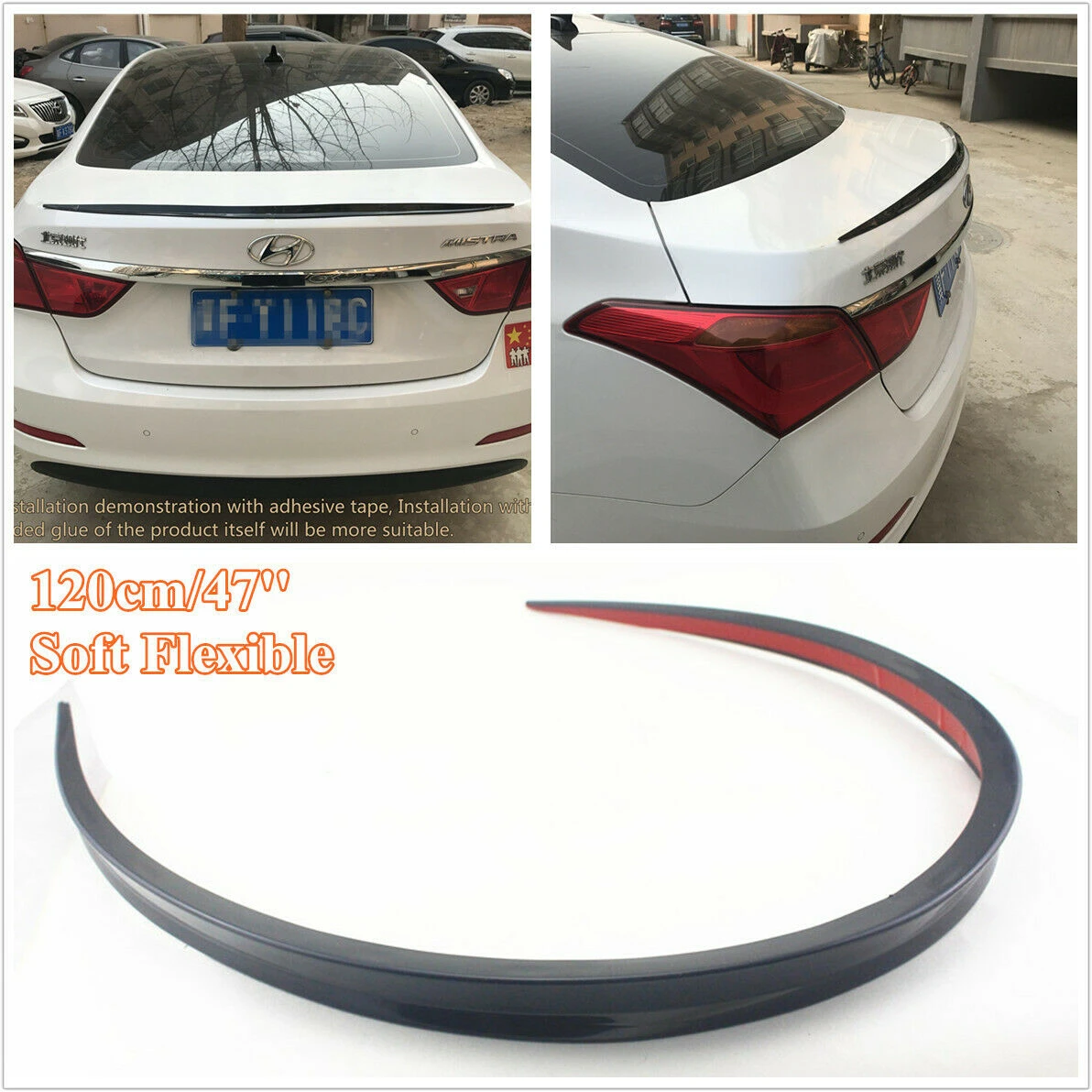 1.2M Black Color Soft Car Rear Wing Lip Trim Sticker (There is hole inside of the product, please don’t buy if you mind)