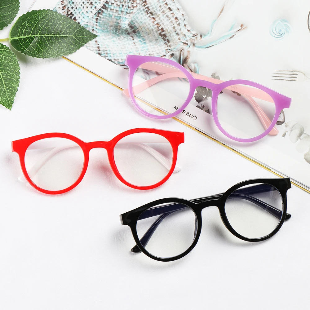 Round Anti-blue Light Kids Glasses Children Boys Girls Computer  Glasses Protection Eyeglasses Ultra Light Frame