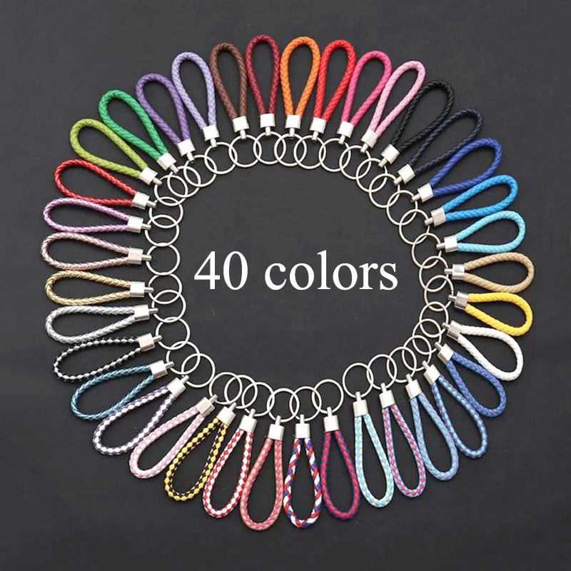 5 Pcs PU Leather Braided Woven Rope Keychain DIY Bag Pendant Key Chain Holder Car Keyring For Men Women Keyfob