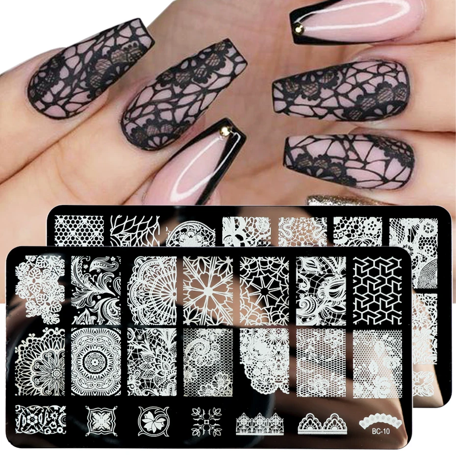 Lace Flowers Nail Stamping Plates Mandala Geometric Nail Art Stamp Templates Polish Printing Stencils Manicure Tools TRBC01-20