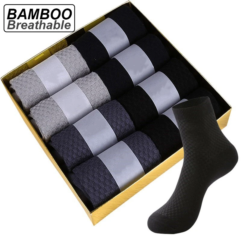 ZTOET Brand Men's Bamboo Fiber Socks New Black Business Breathable Deodorant Compression Socks Men Long Socks Big Size EU38-48