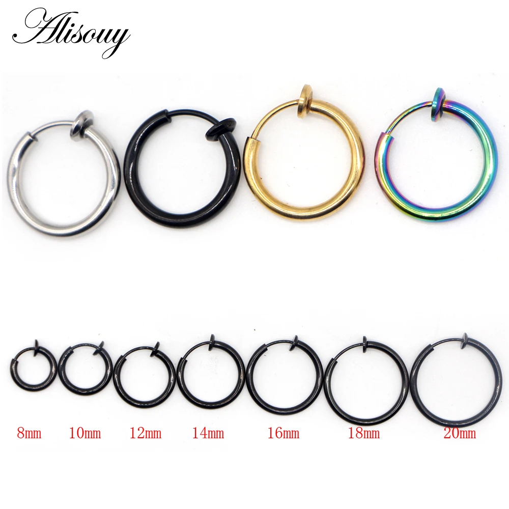 Alisouy 1pc Clip On Earrings For Women Men Fake Spring Clip On Nose Clips Ring Hoop Lip Ring Helix Ring Hoop Ear Ring Hoop