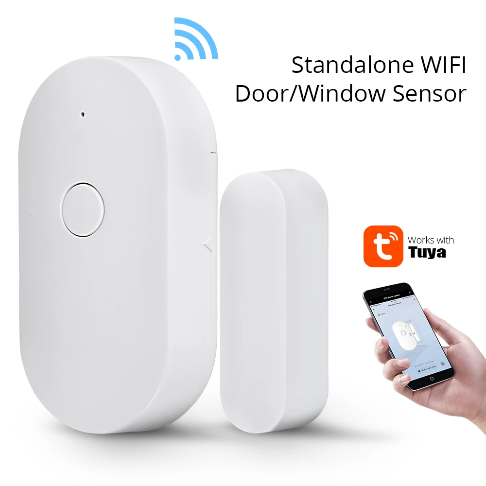 WIFI Door Window Sensor Tuya Smart Home Independent Wireless Security Alarm Works with Alexa Notification Open or Closed No Hub