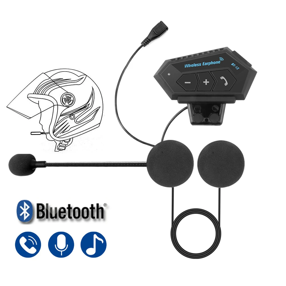 Motorcycle BT Helmet Headset Wireless Hands-free call Kit Stereo Anti-interference Waterproof Music Player Speaker