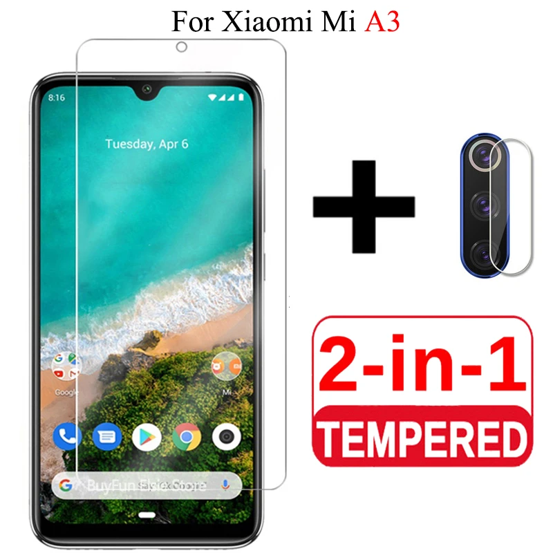 2 in 1 Glass for Xiaomi Mi A3 Protective Glass for Mi A3 Camera Lens Film Screen Protector xiomi MiA3 xiaomiA3 Tempered Glas