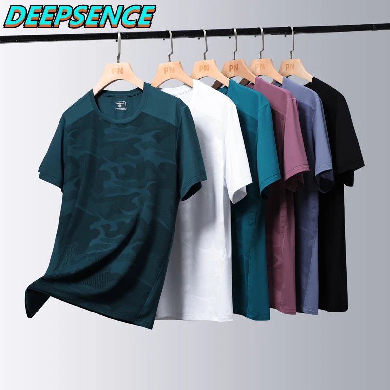 2021 Summer  Ice Silk Quick Drying Short Sleeve T Shirt Men O Neck Casual Breathable Lightweight Sports Short T Shirt Tops Men