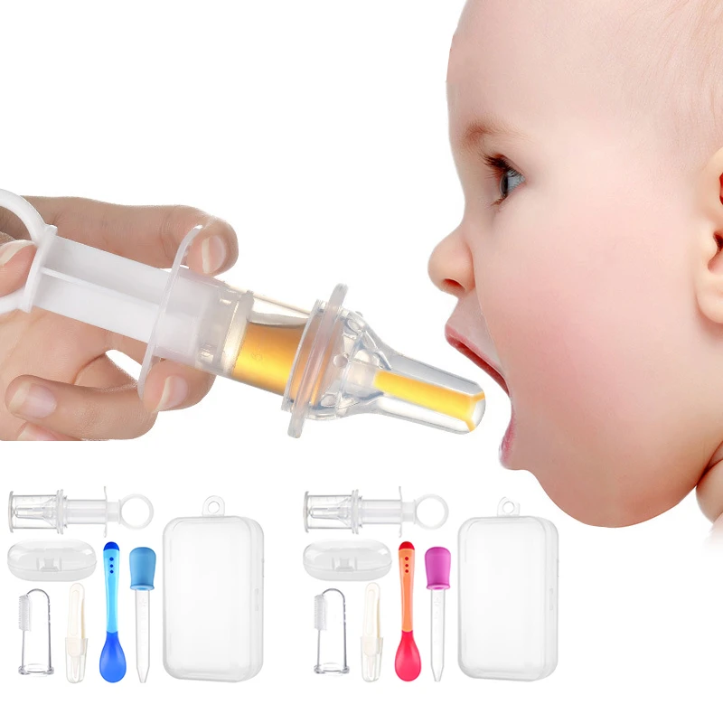5pcs/set Baby Kids Smart Medicine Dispenser Needle Feeder Newborn Squeeze Medicine Dropper Dispenser Pacifier Feeding Utensils