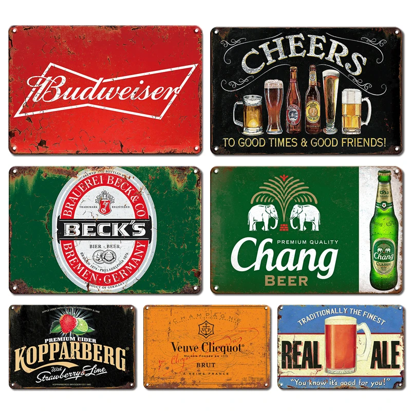 Backyard Bar Art Decor Metal Plate Vintage Beer Logo Tin Sign For Kitchen Pub Wall Decoration Plaques Shabby Chic Room Signs