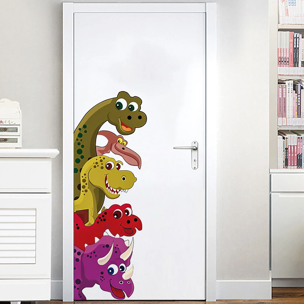 Funny Probe Dinosaur Behind The Door Room Decor Wall Decals Stickers Children Nursery Kids Bedroom Living Room Mural Wall Art