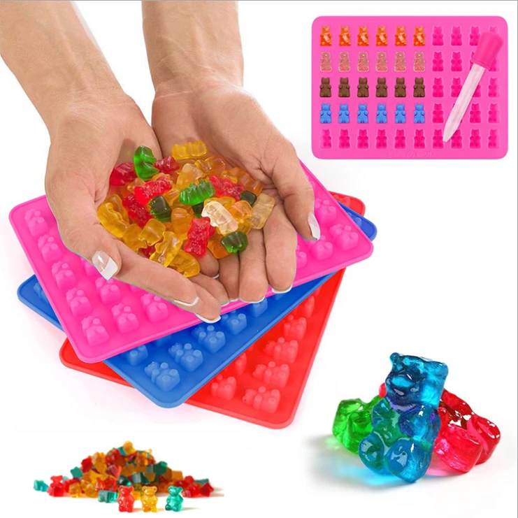 Silicone Gummy Bear Chocolate Jelly Mold With Dropper Candy Maker Ice Tray Mould