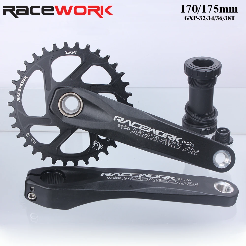 RACEWORK GXP Crankset 170/175mm Mountain Bike Chainring 32/34/36/38T Narrow Wide MTB Bicycle Crank Set For SRAM SHIMANO