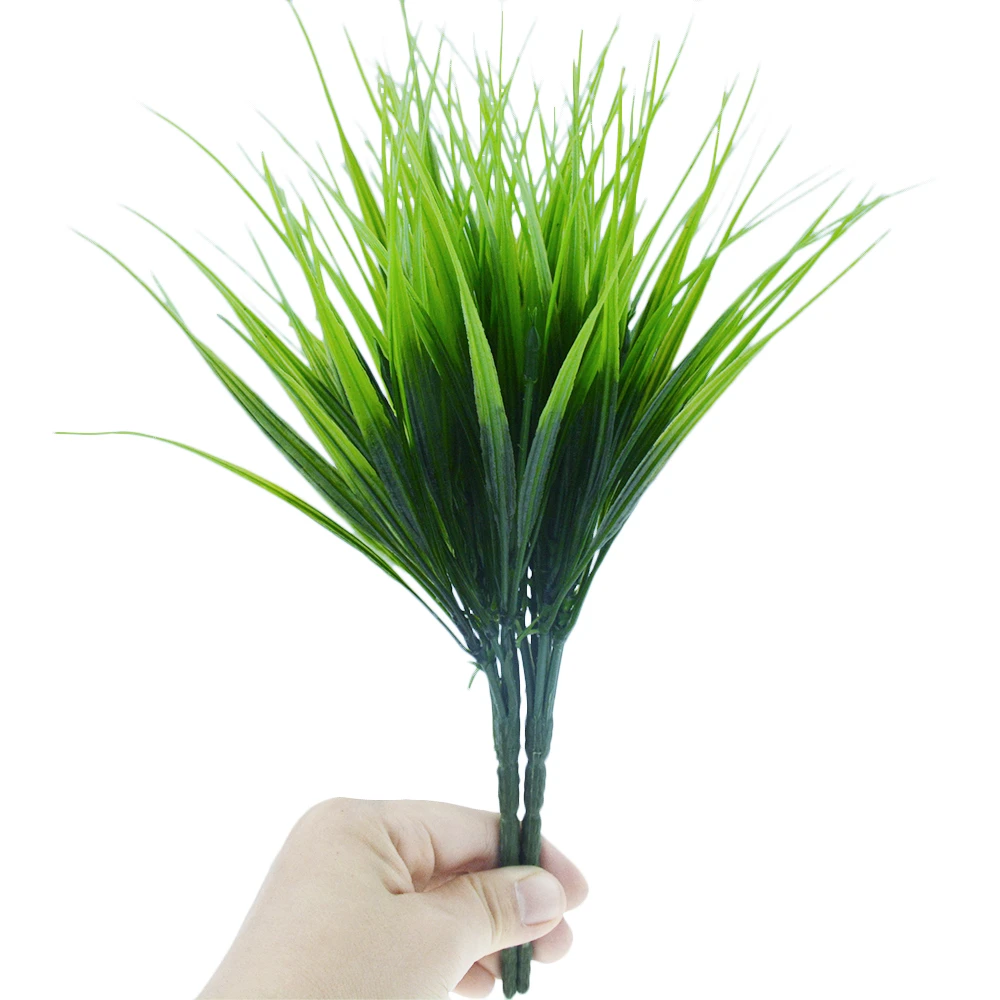 10pcs/lot Green Grass Artificial Plants Plastic Fake Flower Household Wedding Arrangement Christmas Living Room Decoration