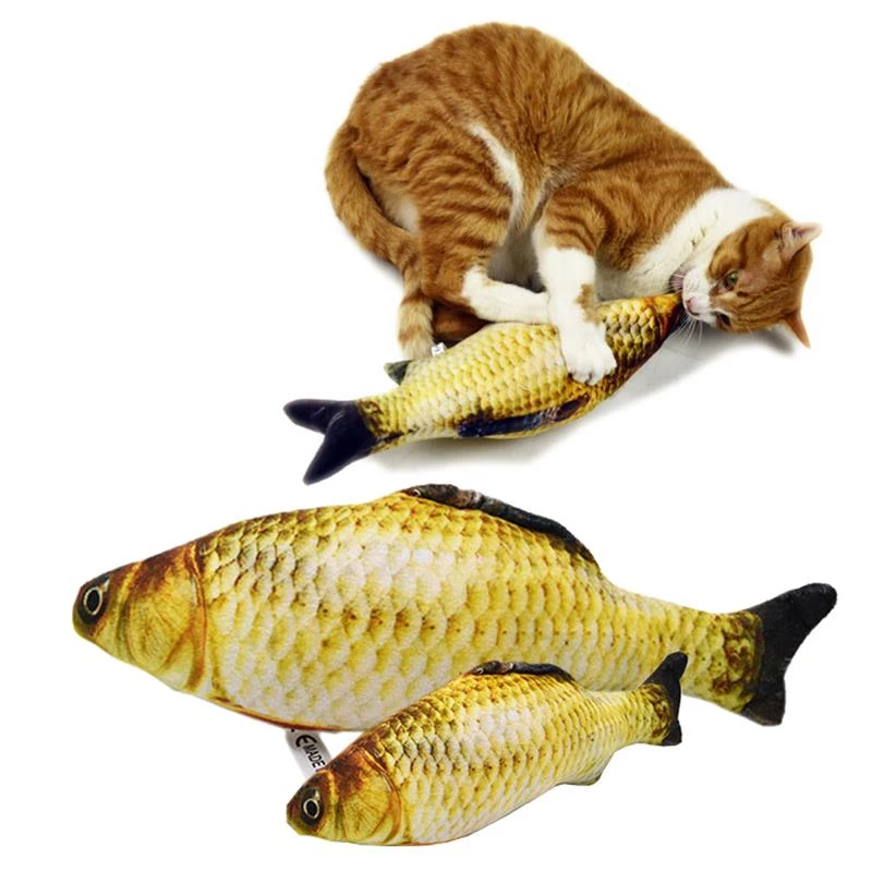 Pet Soft Plush Creative 3D Carp Fish Shape Cat Toy Gifts Catnip Fish Stuffed Pillow Doll Simulation Fish Playing Toy For Pet