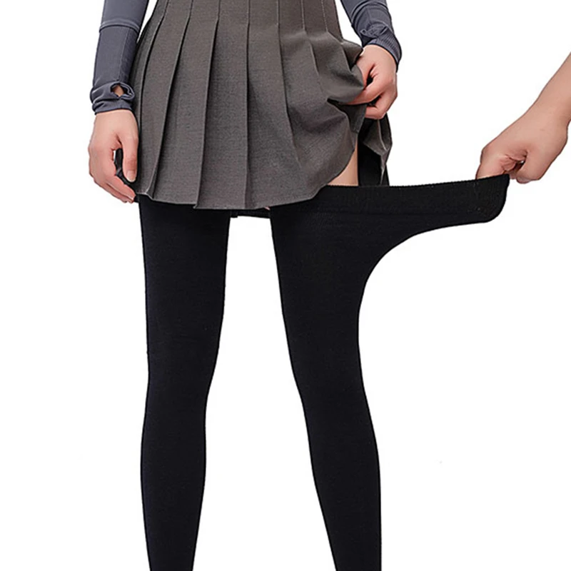 Cotton Thigh High Socks Super Elastic Plus Size Stockings Womens Over-knee Extra Long Socks Soild Color Medium Thick Soft Socks