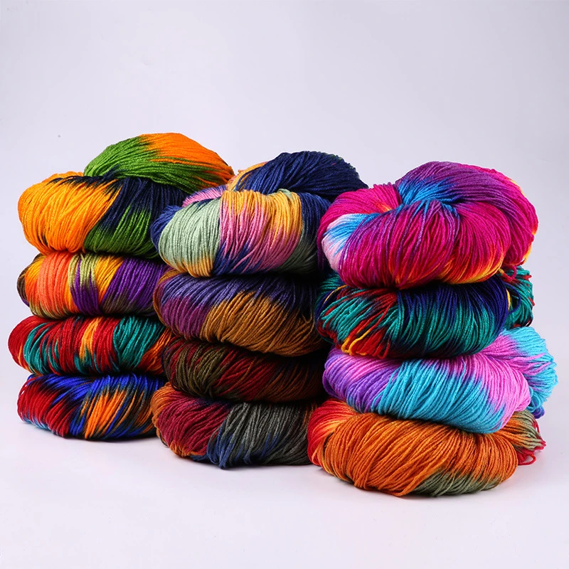 55g 110 Meter Dyed Flashy Chunky Crochet Yarn Colorful Milk Cotton Yarn Baby Sweaters Knitting Mohair Wool Yarn Crochet Needle