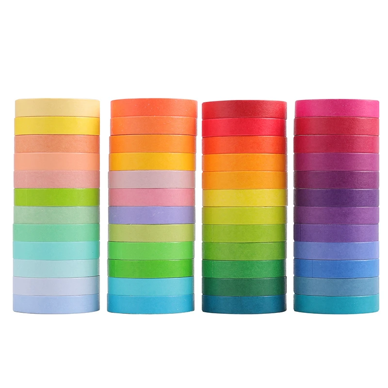 48 Pcs/Set Basic Solid Color Washi Tape Rainbow Color Masking Tape  Decorative Adhesive Tape Sticker Scrapbook Diary Stationery