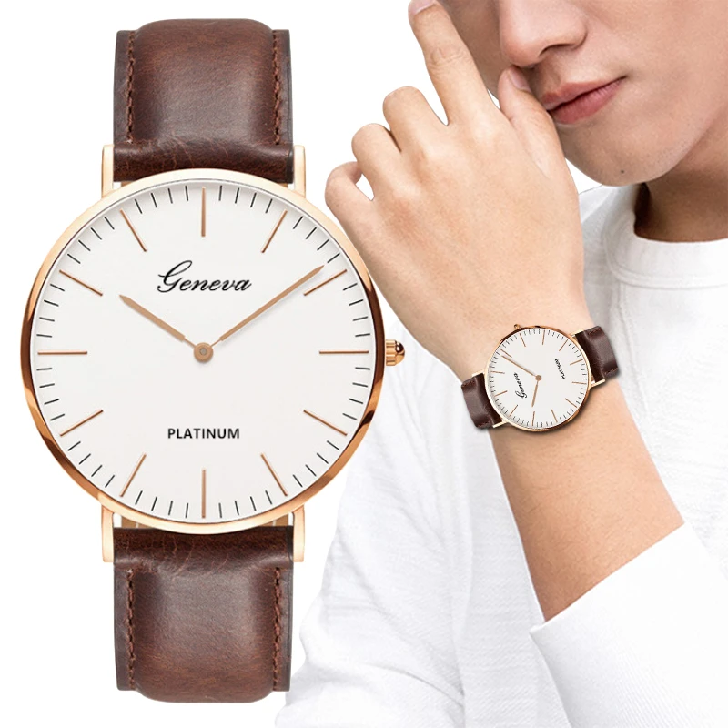 New Men's Watch Fashion Casual Ultra Thin Watches Simple Men Business Leather Quartz Wristwatch Clock Luxury Relogio Masculino