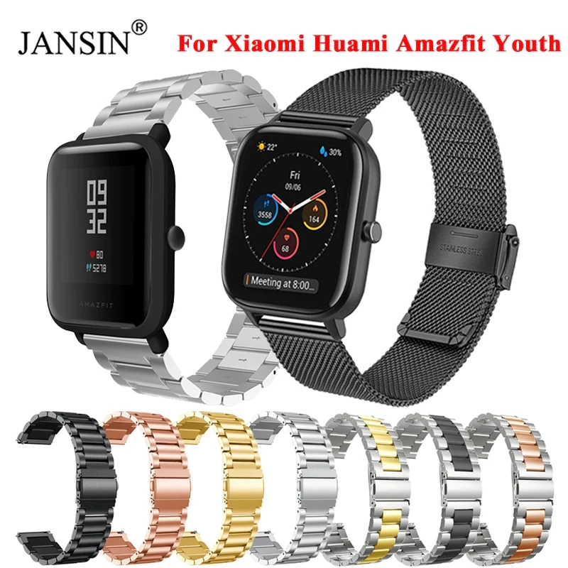 Strap For Xiaomi Huami Amazfit Bip Youth Smartwatch Bracelet Wrist Band for Huami Bip BIT Lite Strap Metal Stainless Steel Loop