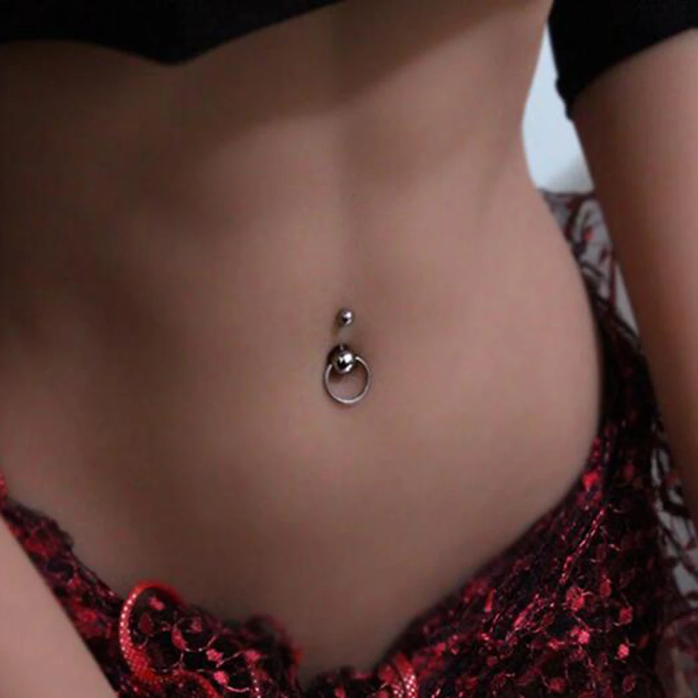 1Pcs Sexy Dangling Navel Belly Button Ring Stainless Steel Double Round Belly Piercing Ombligo Belly Piercing Jewelry Gifts