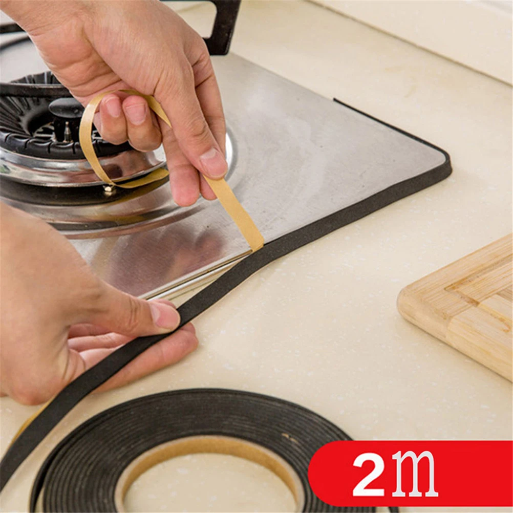 2Pcs Kitchen Gas Stove Gap Sealing Adhesive Tape Anti Flouring Dust Proof Waterproof Sink Stove Crack Strip Gap Sealing
