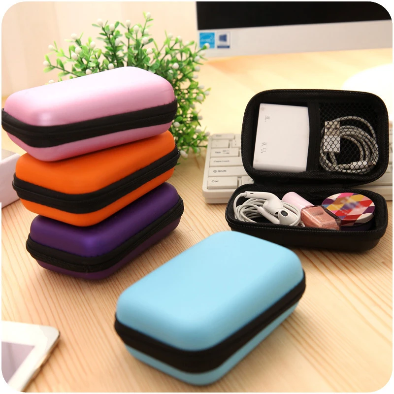 Headphone Storage Box Colorful Headphone Case Travel Storage Bag For Earphone Data Cable Charger Home Storage