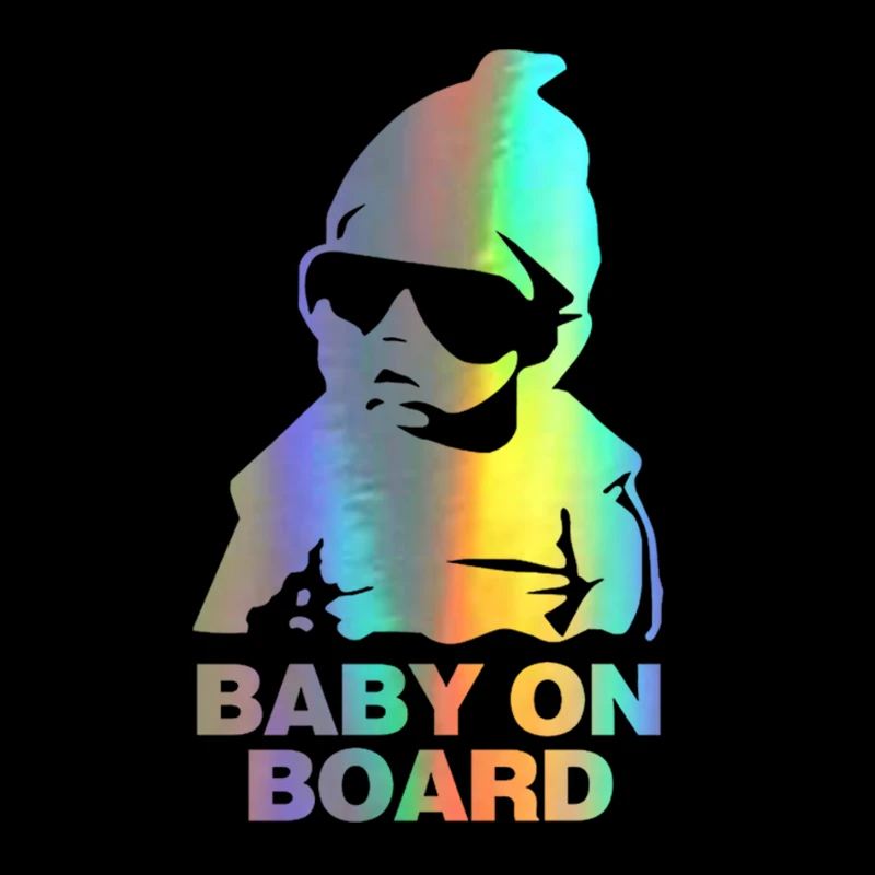 Car Sticker 14*9CM New BABY ON BOARD Funny Reflective Sunglasses Child Stickers and Decals Vinyl Car Styling