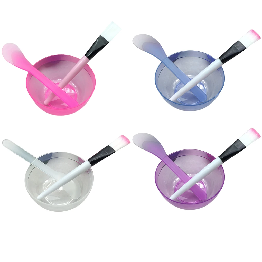 3Pcs/Set Makeup Beauty DIY Facial Face Mask Bowl Brush Spoon Stick Tool Kit Homemade Random Color