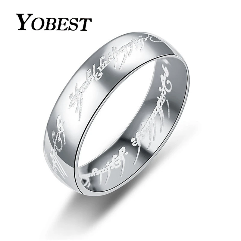 Yobest Fashion Letter Rings Black/Gold Stainless Steel Rings Titanium Steel 6MM Men Rings