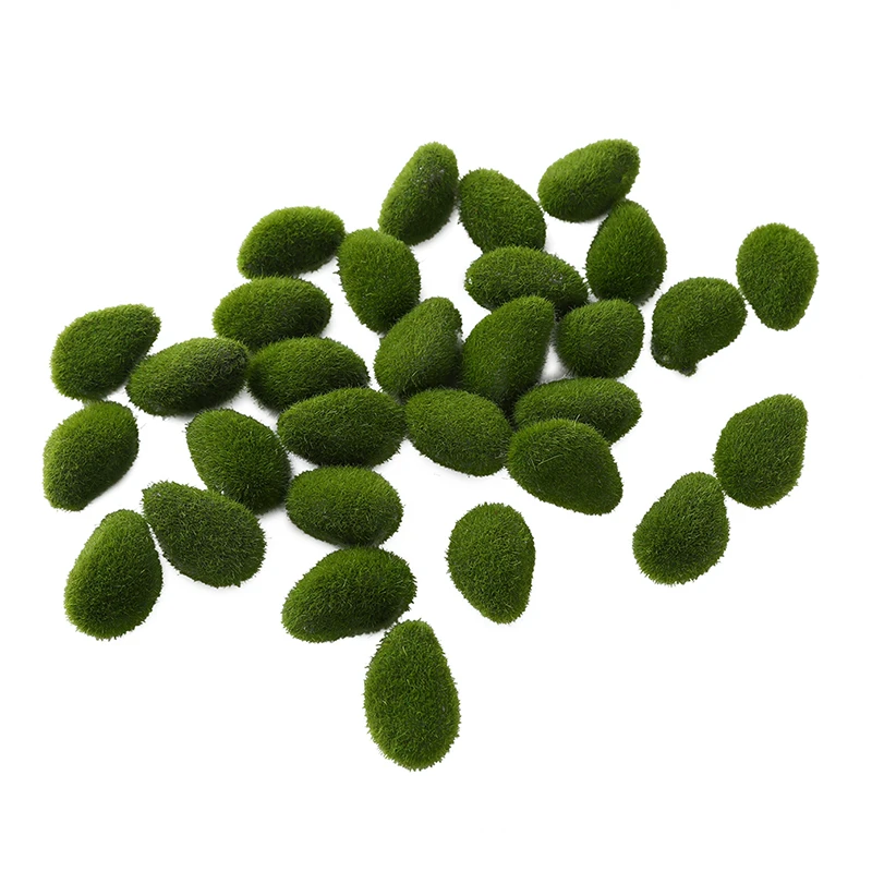 30PCS Artificial Green Moss Ball Fake Stone Simulation Plant Diy Decoration for Shop Window Hotel Home Office Plant Wall Decor