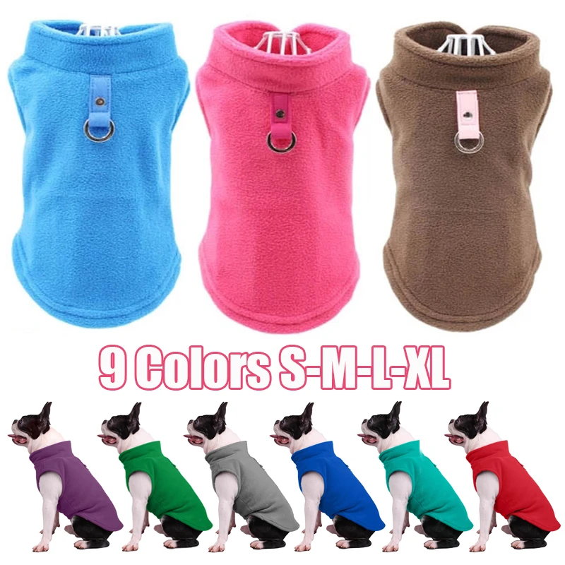 Warm Dog Vest Soft Fleece Clothes for Small Dog Puppy Clothing Chihuahua French Bulldog Costumes T Shirt With Harness Leash Ring