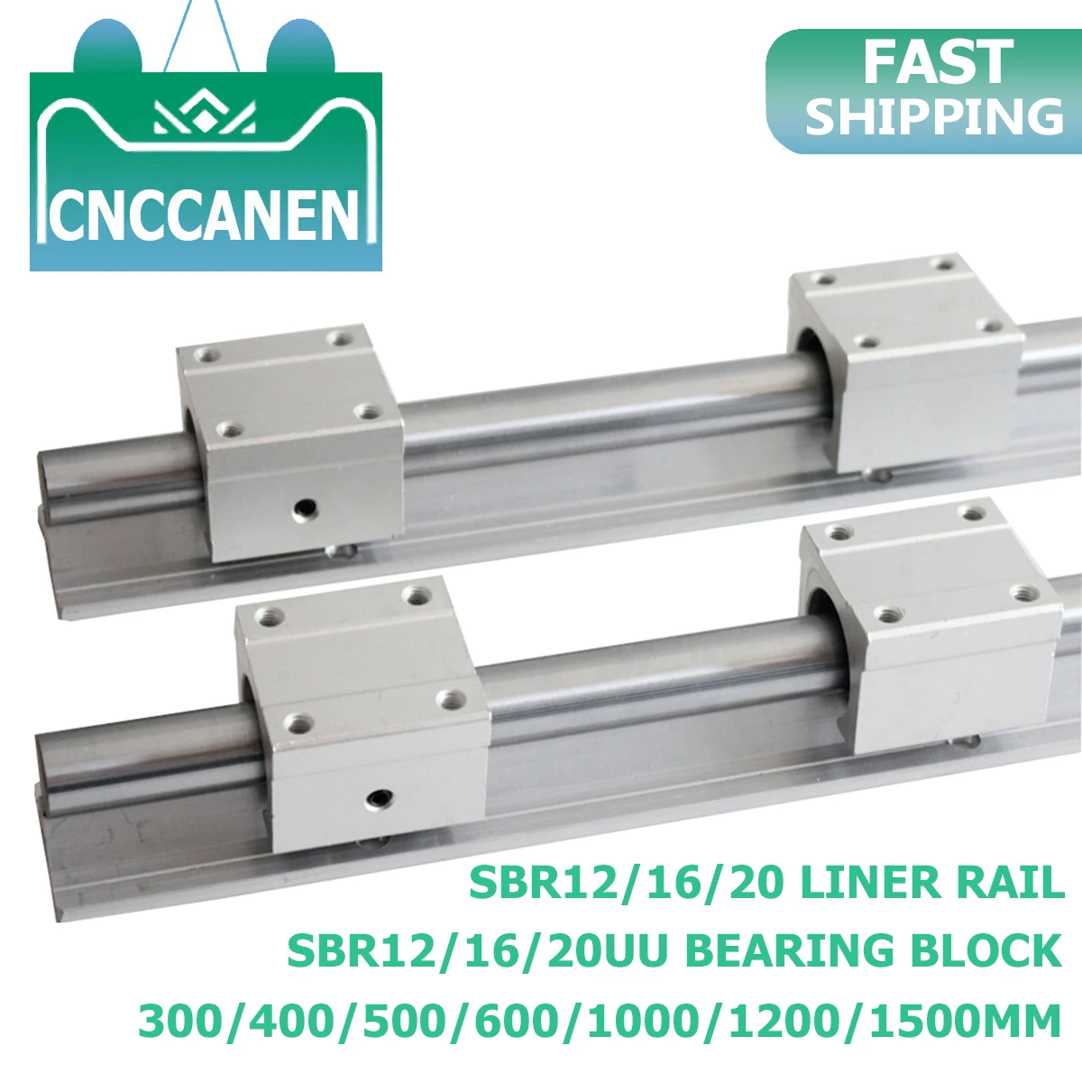 2PCS SBR12 SBR16 SBR20 20mm Linear Guide Rail 300-1500mm Fully Supported Linear Rail with SBR16UU Linear Bearing Block CNC Part