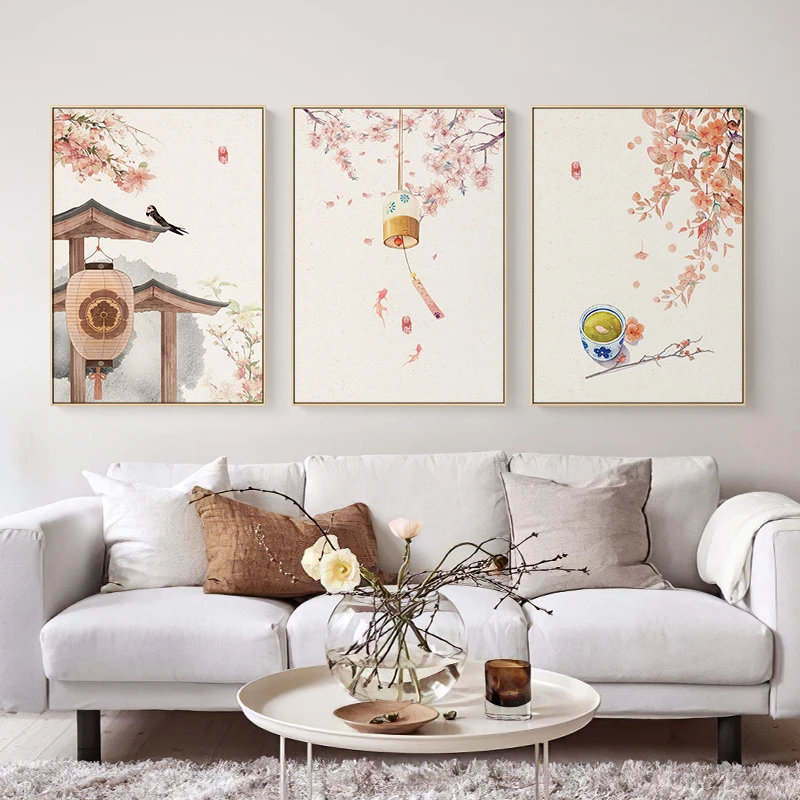 Chinese Style Landscape Posters Flowers Trees and Chinese Canvas Painting Prints Wall Art Pictures for Living Room Home Decor