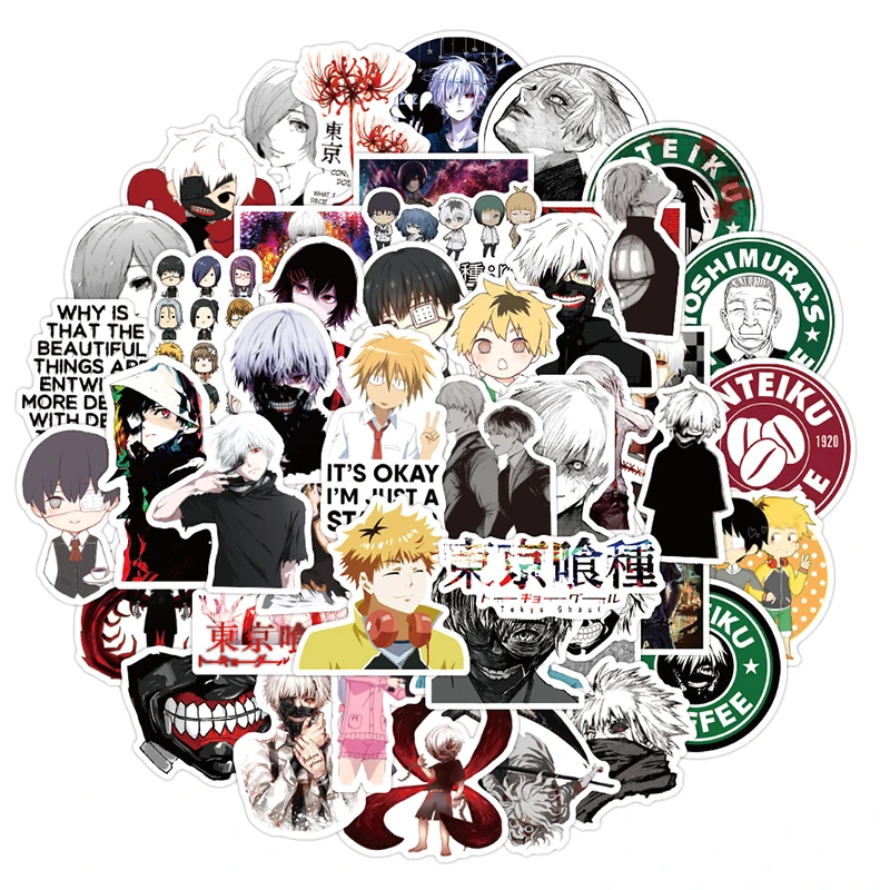10/30/50pcs/pack Japanese anime Tokyo Ghoul Stickers For Refrigerator Cars Helmet Gift Box Bicycle Guitar Notebook Skate Trunk