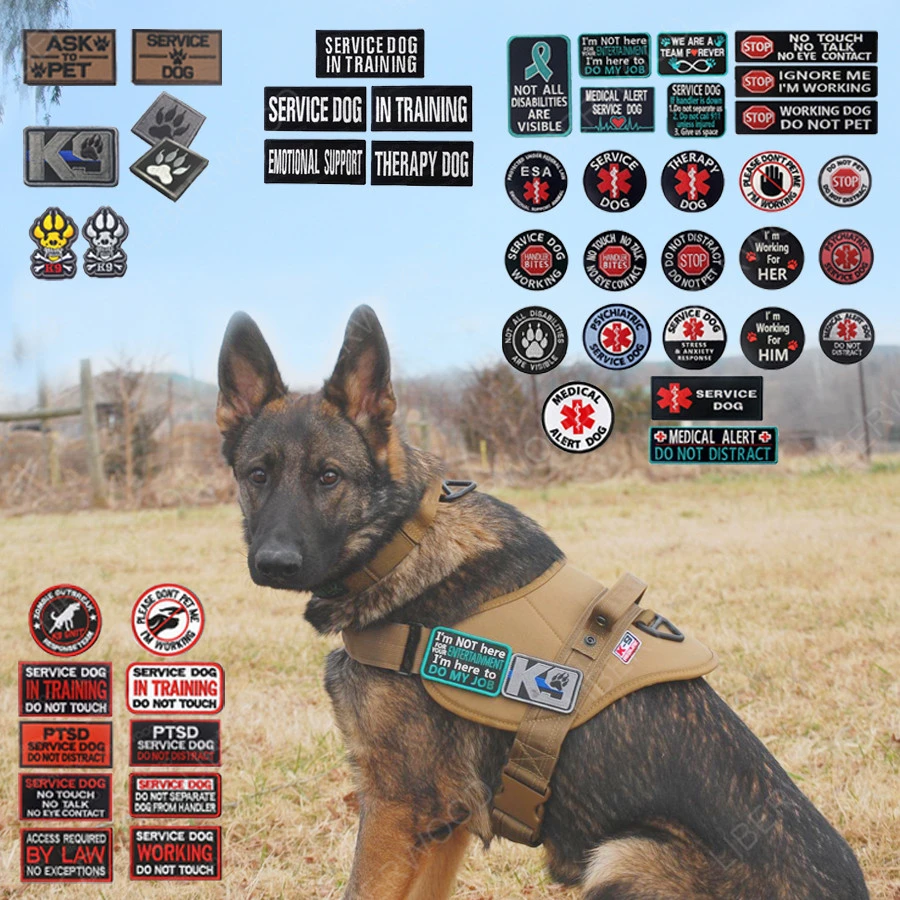 Service DOG THERAPY PET Patch Medic Working Dog In Training Emblem Badge K9 K-9 Patch For Police military Dog PET Vest Harnesses